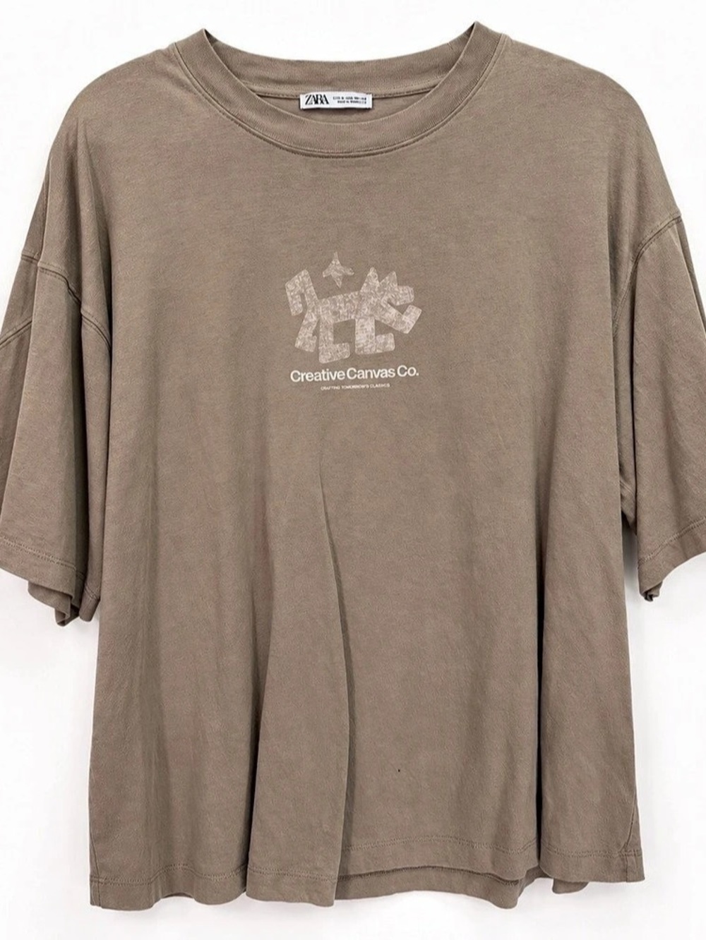 Zara Graphic Short Sleeve Tee Brown Size Medium
